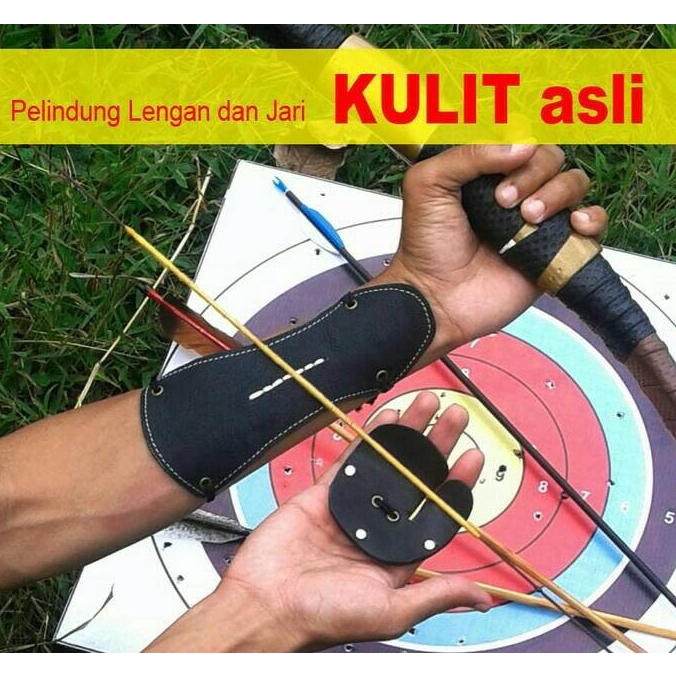 Paket Pelindung Panahan Tangan Jari Archery Kulit Asli Terlaris