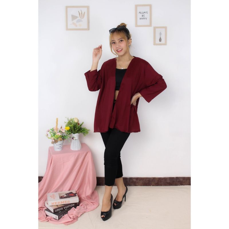 Cardigan Standar Bahan Crinckle Ukuran All size