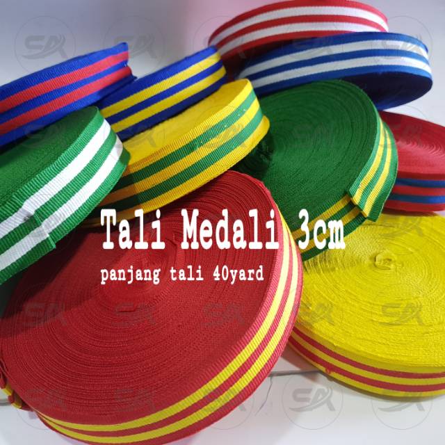 TALI MEDALI 3CM / KALUNG MENDALI WISUDA LOMBA WEBBING SALUR WARNA (ROL)