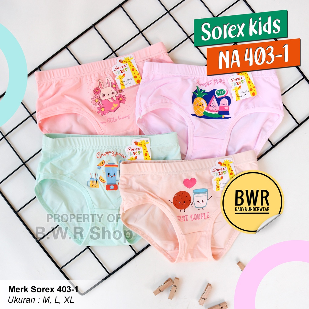 [ 6pc ] CD Anak SOREX NA 403 | Celana Dalam Anak Remaja Perempuan Motif Lucu Random /403-1