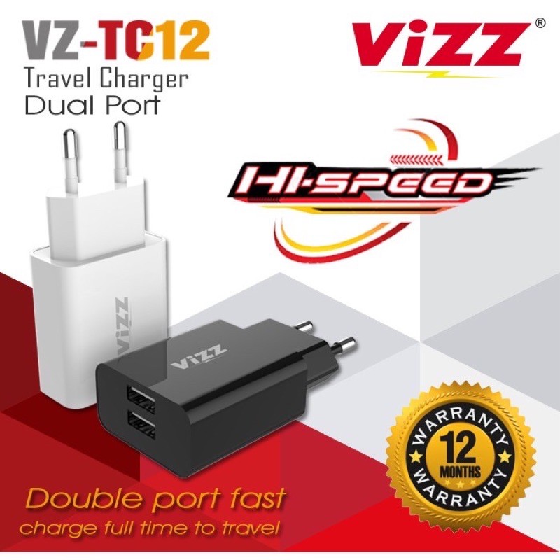 Batok Charger Vizz TC12, TC18 2USB 2,1A Travel Adaptor Cas
