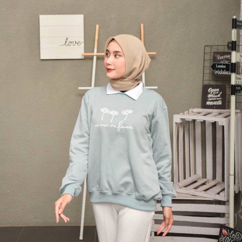 Nara Grosir - No Rain No Flower Sweater l Sweater Wanita