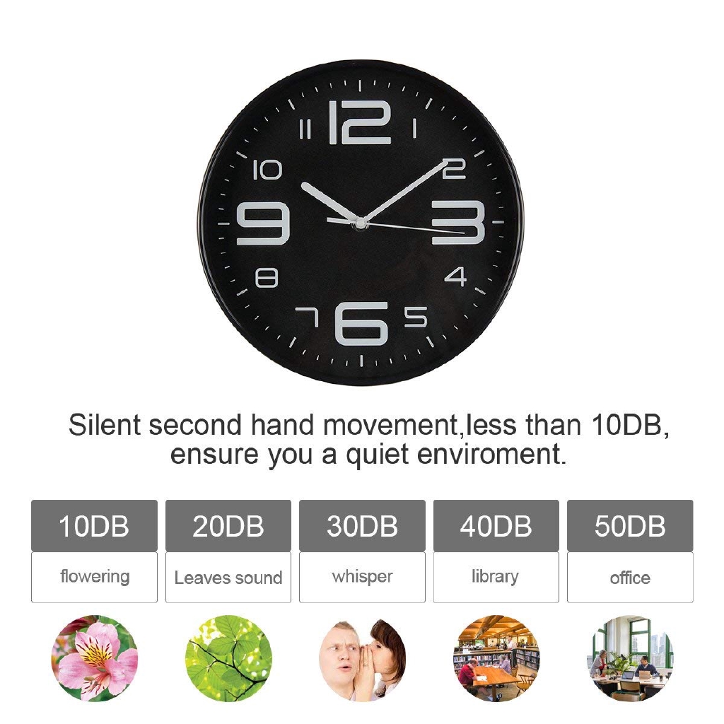 Indoor Big 3d Number Silent Wall Clock Quiet Sweep Movement Wall Clocks Battery Operated 10 Inch Black Profile Shopee Indonesia