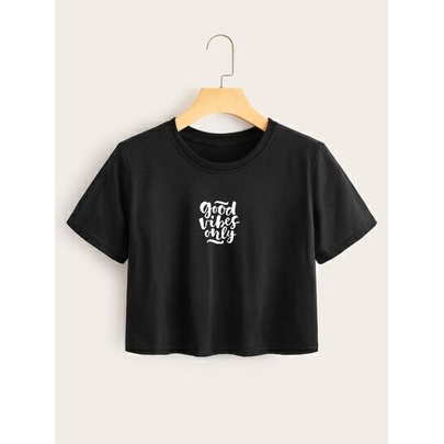 YOURSTYLE1119 - CROP GOOD VIBES ONLY ALL SIZE KEKINIAN KAOS CROP TOP