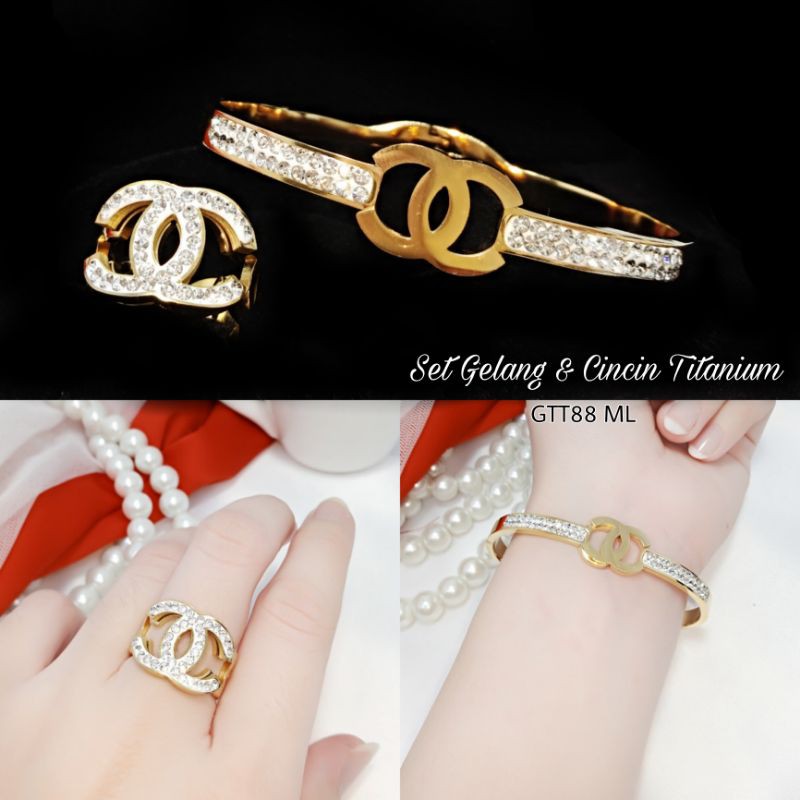 Gelang Tangan Wanita Titanium Set Plus Cincin GTT88 ML