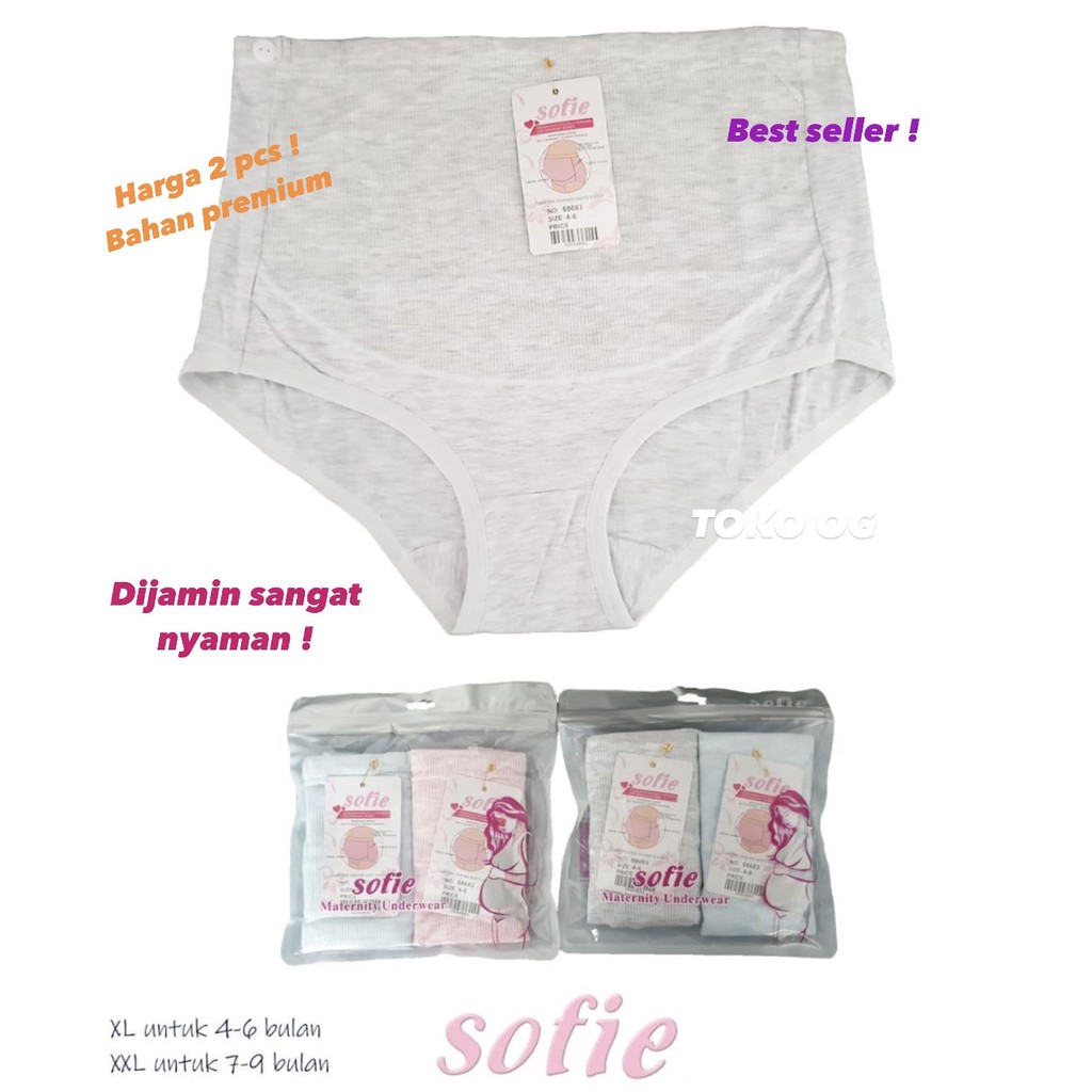 2pc CELANA DALAM HAMIL SOFIE PENUTUP PERUT BAHAN KATUN TEBAL CD PREGNANCY UNDERWEAR BESAR FIT XXL