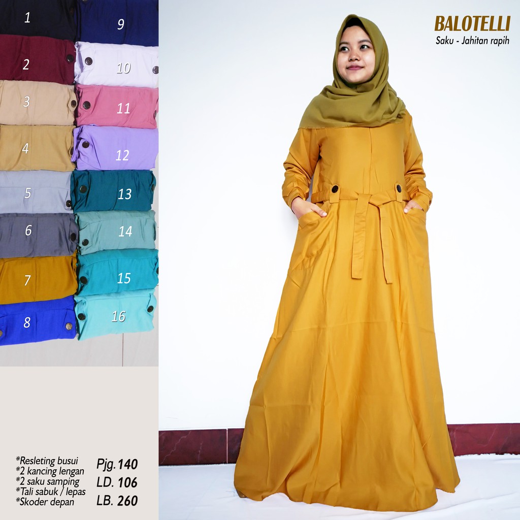 Gamis BALOTELLI POLOS Payung 4 Meter Size XL Shopee Indonesia
