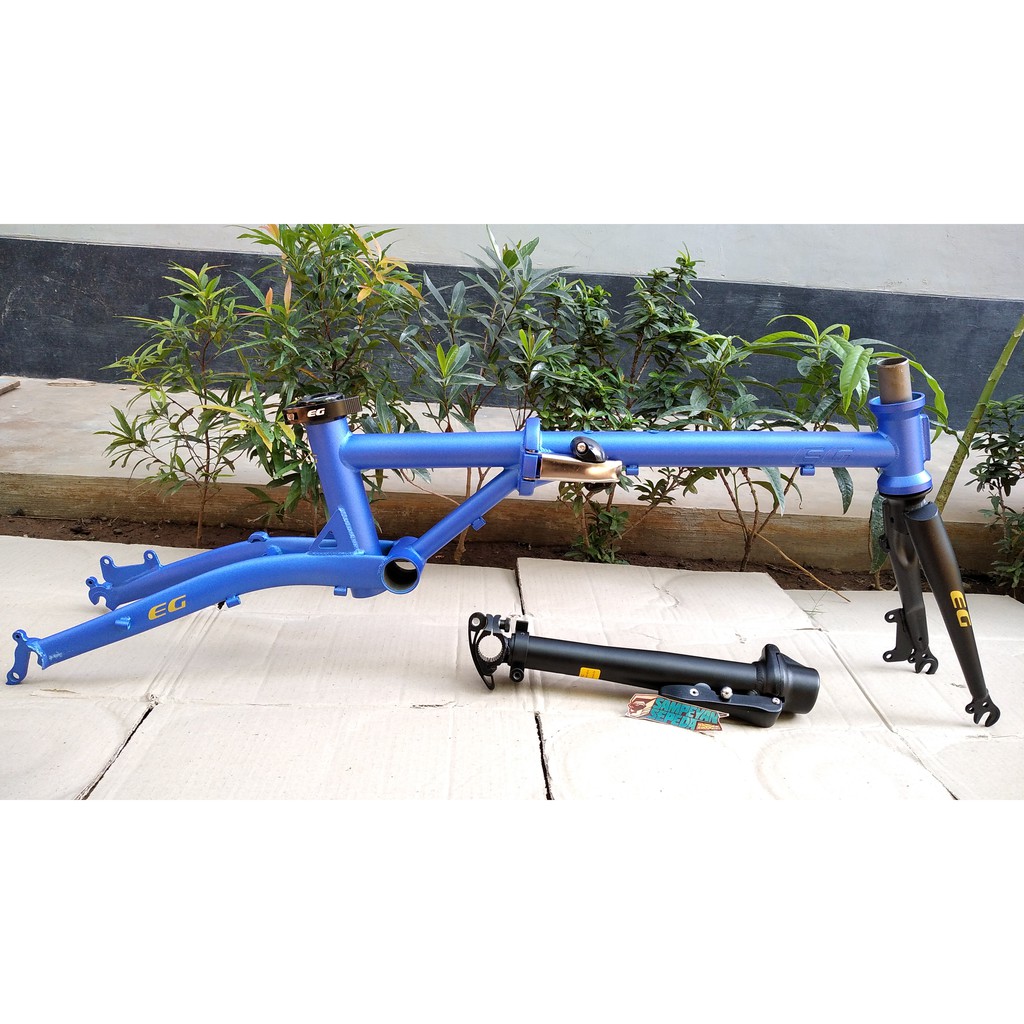 Frame Sepeda Lipat 16 Everggreen Chromoly Rangka Folding 16 Inch Bahan Kuat Dengan Handlepost Sepeda