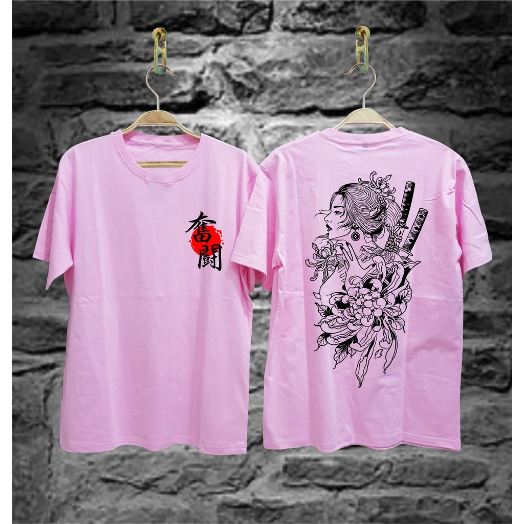 [PROMO] KAOS LENGAN PENDEK COTTON COMBED 30S Baju Kaos Tshirt Pria Samurai Geisha Pink Baby Terbaru Distro Lengan Pendek Motif Sablon Bergambar Keren wanita