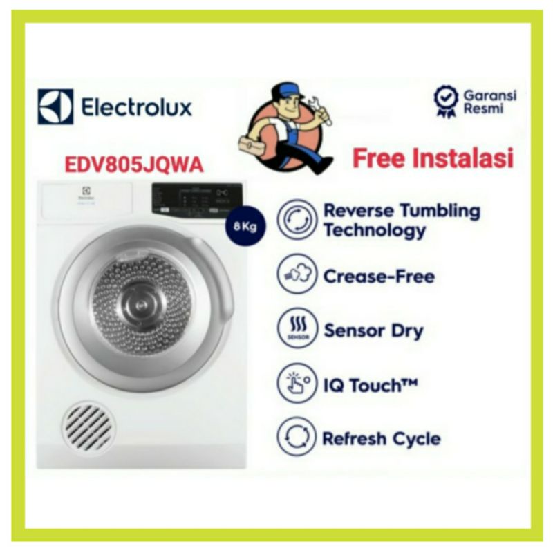 Electrolux Dryer EDV 805JQWA Mesin Pengering Baju EDV805JQWA 8 Kg 8kg