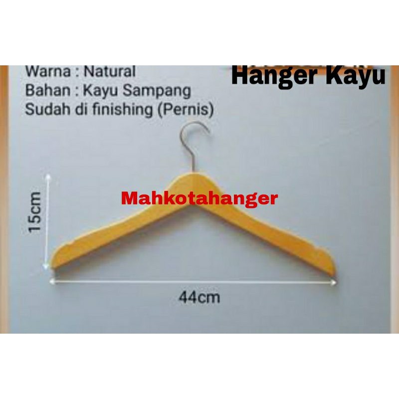 HANGER KAYU SUPER GANTUNGAN BAJU KAYU DEWASA WARNA NATURAL 1 Pcs