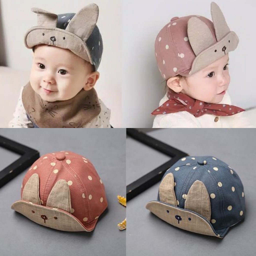 Topi Anak Baby Kids Telinga Kelinci/ Rabbit Ear Denim Baseball Sun Hat