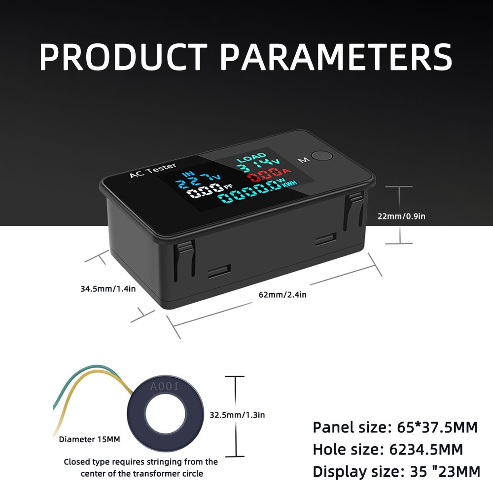 Voltmeter Digital AC 0-500V 5in1 Power Energy Meter 0-100A Ammeter Dengan Display LED