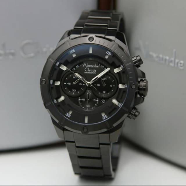 JAM TANGAN PRIA ALEXANDRE CRISTIE AC 6529 FULL BLACK
