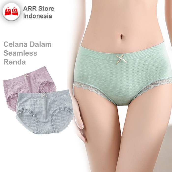 Celana Dalam Seamless Wanita Anti Bakteri Mid Waist Japanese Renda