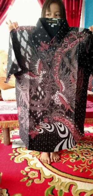 Peksi Tarung Pendek Kemeja Batik Pria Lengan Slimfit Katun Printing Hem Baju Atasan Kantor Modern