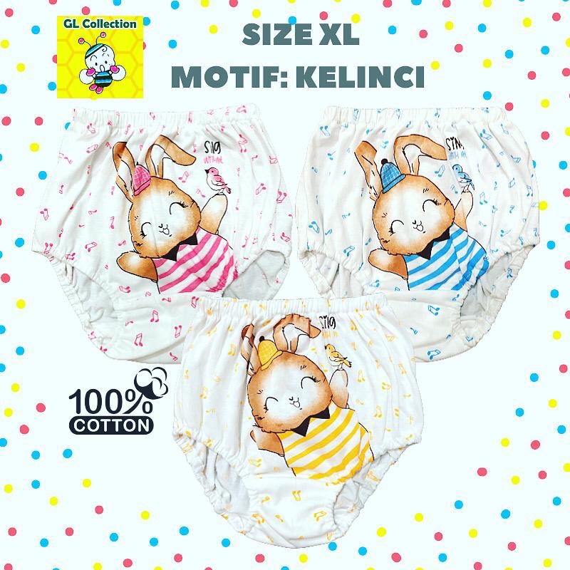 CD Celana Dalam Anak Karet 100% Katun Size XL 5 - 8 Tahun SNI [Isi 3 pcs]