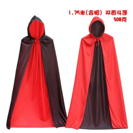 Jubah hitam merah death reaper satan iblis vampir dracula cloak halloween