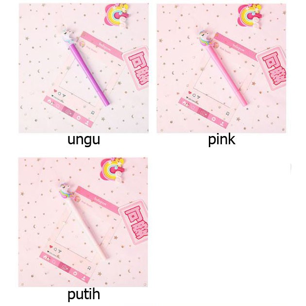 pen gel unicorn dengan lampu glow unicorn gel ballpoint (4B2) spe056