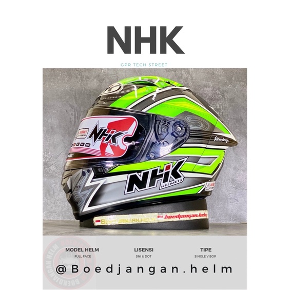 NHK HELM GPR TECH STREET REMY -  GREY GREEN - NHK GPR TECH FULL FACE DD RING
