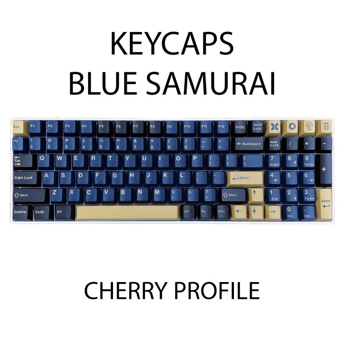 KEYCAPS ABS BLUE SAMURAI CHERRY PROFILE DOUBLE SHOT KEYBOARD