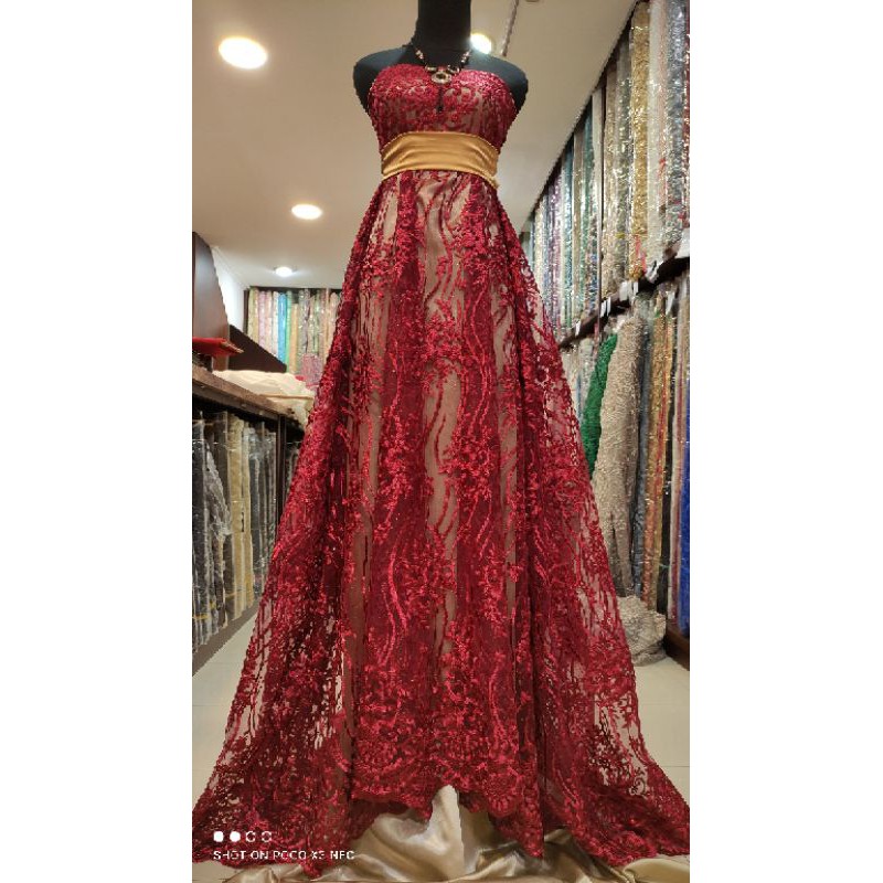 Bahan Lace Brokat Kebaya Dress Akar