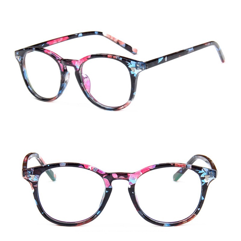 (YUZHU) Kacamata Anti Radiasi Gaya Klasik Untuk Wanita Retro Fashion Bingkai Bulat Leopard Eyeglasses