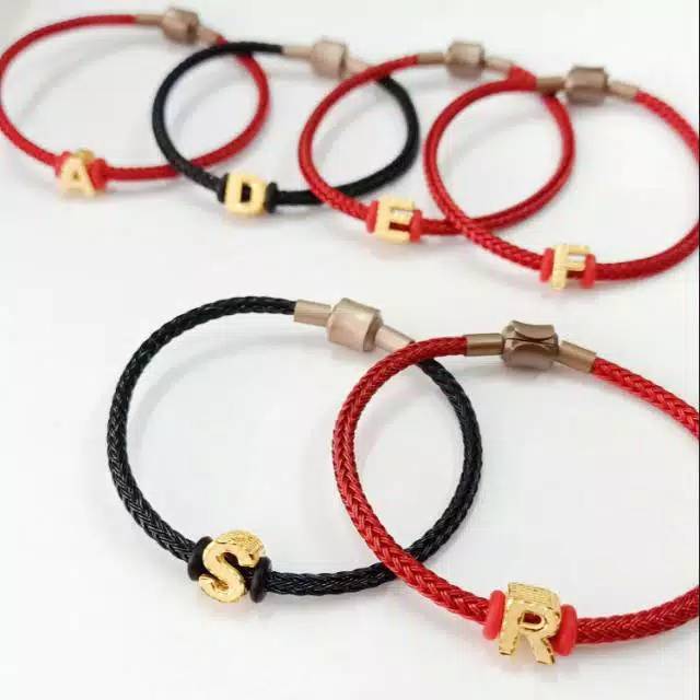 Custom Gelang 375% Rante Alpabeth slobok balok emas asli