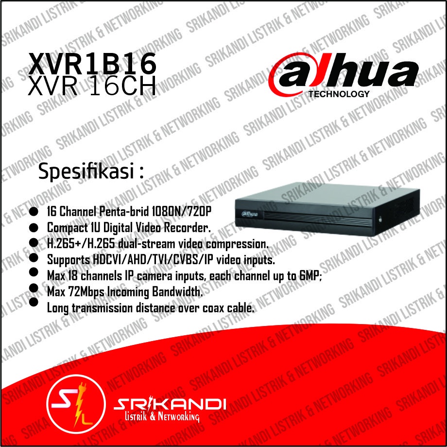 XVR Dahua 16 Channel XVR DH-XVR1B16