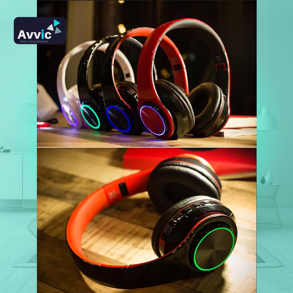 Avvic B39 Wireless Headset LED Headphone HiFi Bass Music Bluetooth 5.3 With Mikrofon Laptop Computer