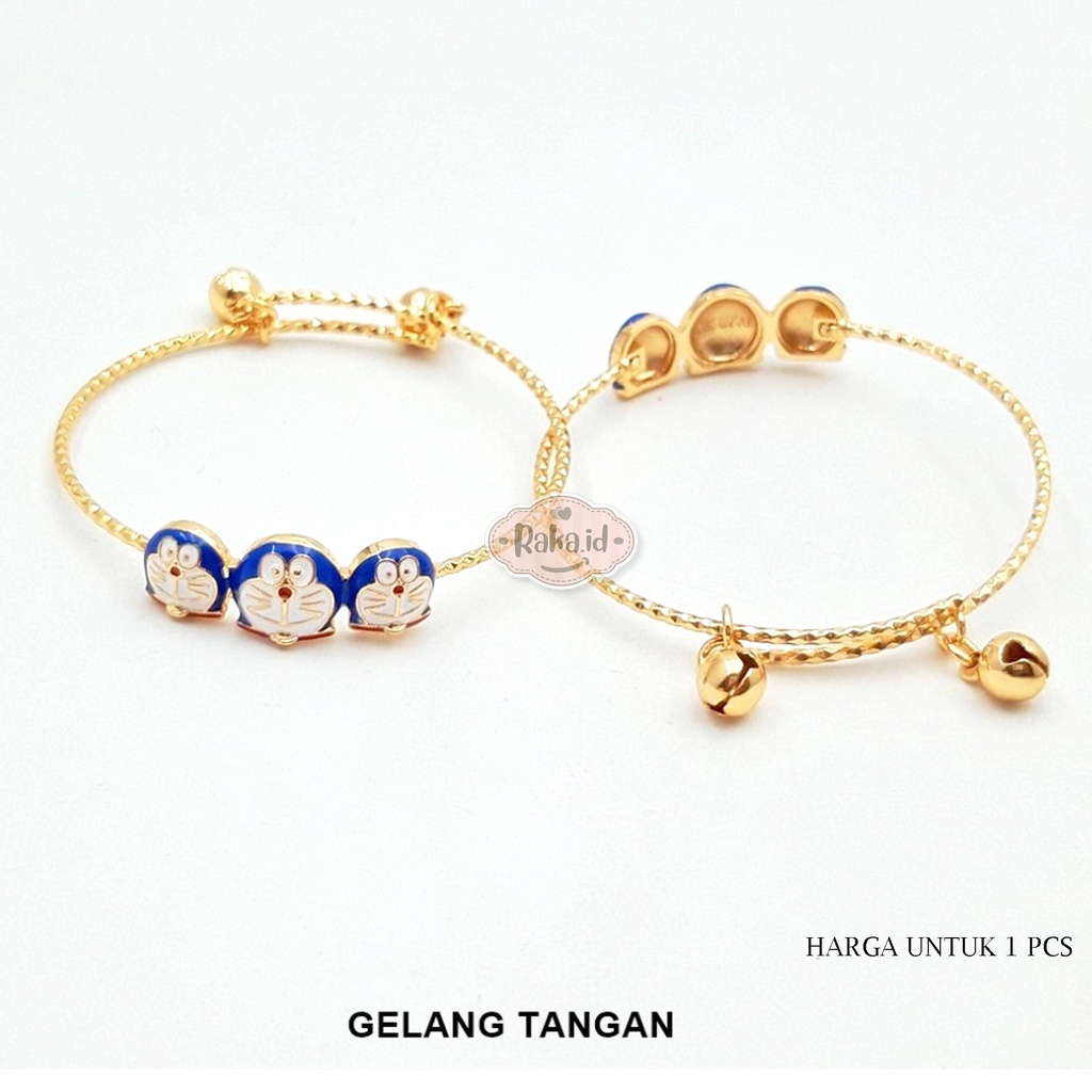 Raka Acc - Gelang Tangan Bangle Anak Doraemon Kerincing Gold Perhiasan Anak Menawan Lapis Emas 597