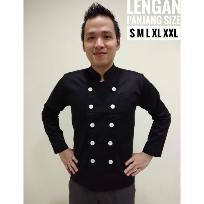 Baju Chef Seragam Koki Lengan Panjang Biru