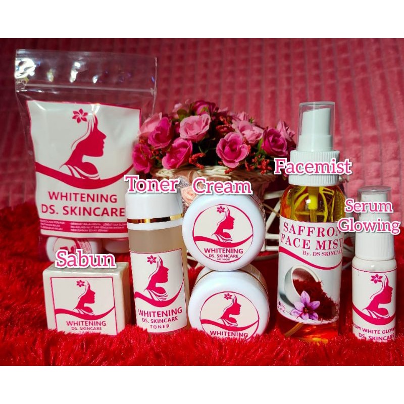 paket super glowing ds skincare/pemutih wajah/menghilangkan flek/mengatasi jerawat/noda hitam