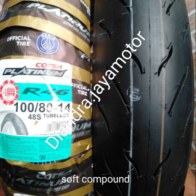 Ban tubles matic corsa platinum R46 racing soft compound 100/80.14 free pentil 100% original  for all motor matic