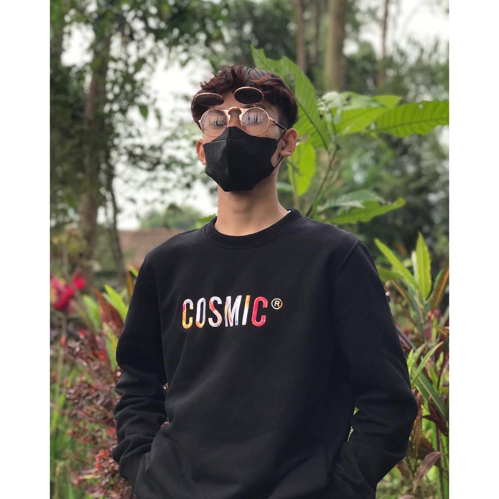 Crewneck COSMIC black sweatshirt Text Simple