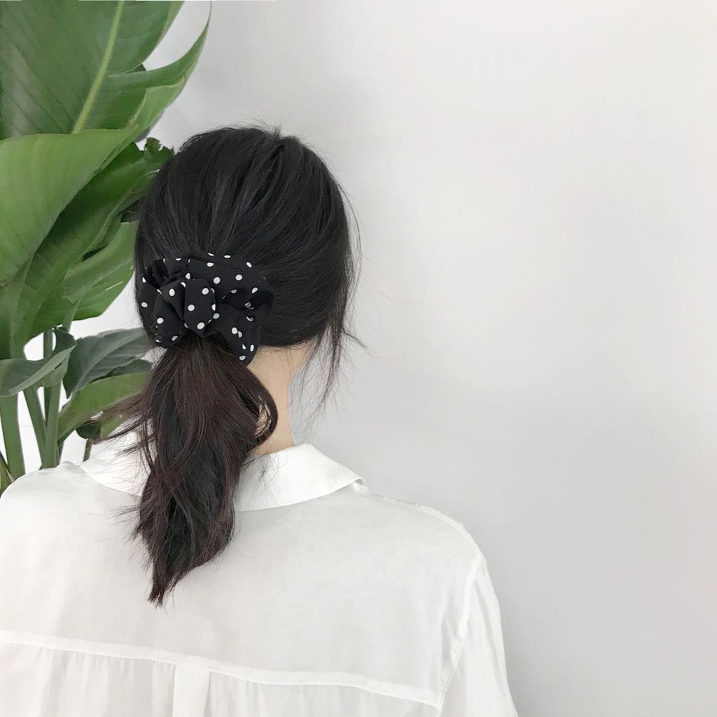 Scrunchie / Ikat Rambut Bahan Sifon Motif Polkadot Untuk Wanita/Cemol/cepol rambut/Scrunchie jumbo