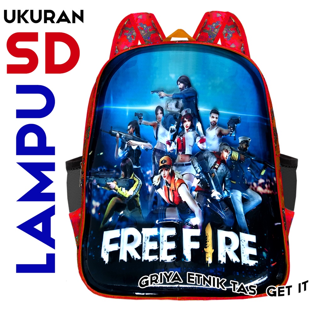 Tas Sekolah Anak Laki laki SD Ransel Gambar Timbul Karakter Free Fire FF Boboiboy Stumble Guys epep Lampu Led