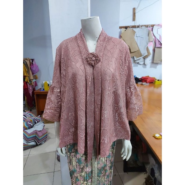 (BrBlJMB) Kebaya floy JUMBO BROKAT tangan BALON glitter KeroncongBusana-Rosegold
