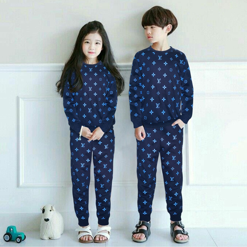 Setelan Sweater Anak Unisex Set Sweater Jogger Motif Branded Trendy