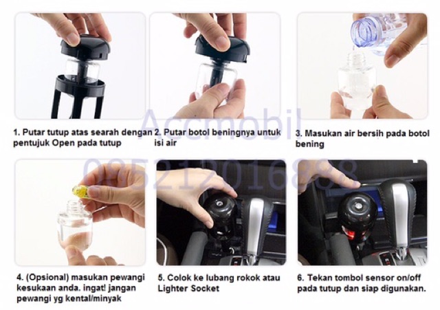 Mesin Uap Pelembab dan pengharum Mobil Lighter Socket Air humidifier Purifier Lampu 7 Warna