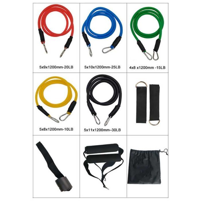 Set Tali Stretching Resistance Band 11 PCS/set - YR2-11 - Hitam