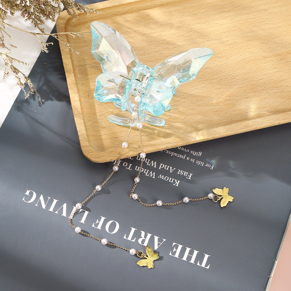 Butterfly Jepit Rambut Bentuk Kupu-Kupu Aksen Mutiara Untuk Wanita