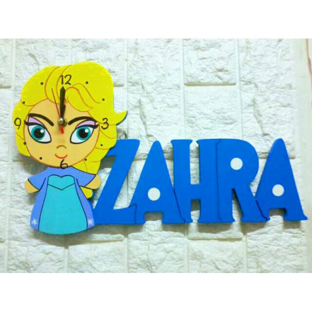 JAM NAMA KARAKTER : KARTUN FROZEN CUSTOMIZE KADO ULTAH UNIK DEKORASI DINDING KAMAR ANAK MURAH