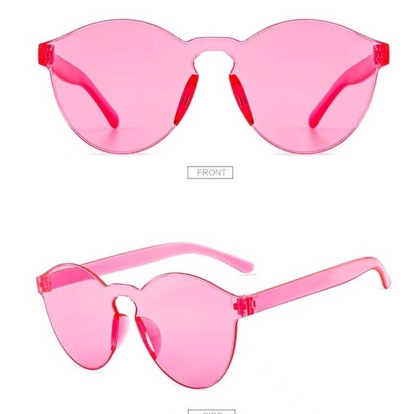 DIKIRIM DARI JAKARTA - Harga murah Kacamata Transparan Port Frameless Tren Pasangan kacamata Simple Kacamata Fashion-13 C4 pink muda