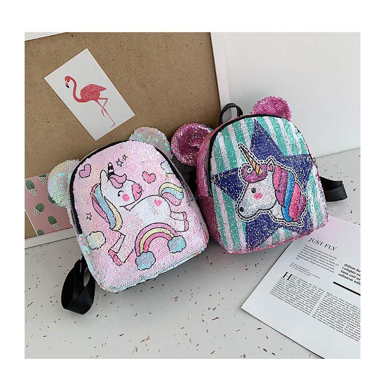 DODORY DDR1400 Tas Ransel Anak Sequin Glitter Karakter Unicorn Telinga Beruang