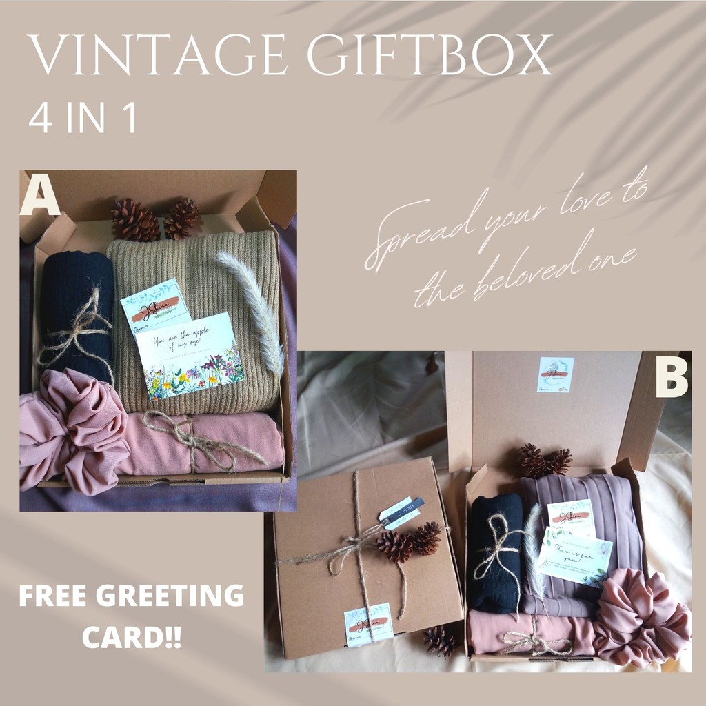 

[GET 4] Vintage Gift Box Termurah | Kado Ulang Tahun | Wedding | Kado Wisuda | Hampers Hijab Scrunch