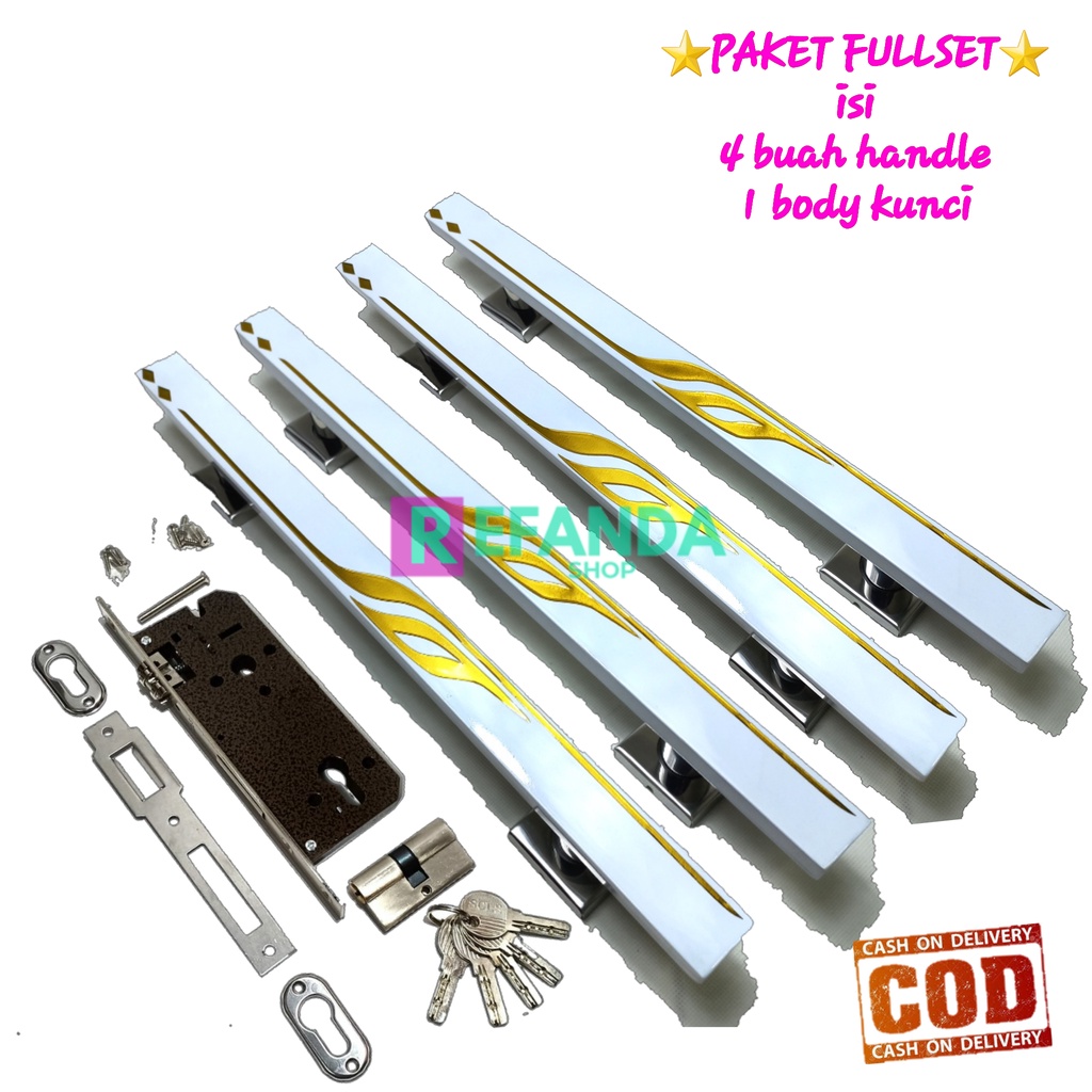 4biji gagang fullset body kunci handle tarikan pegangan perlengkapan pintu rumah modern minimalis mo
