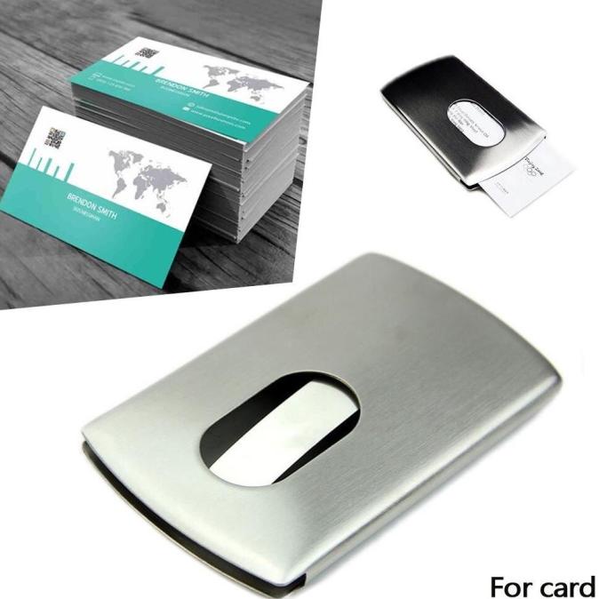 

SALE Tempat kartu nama kotak simpan name card holder slide stainless saku