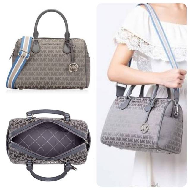 Tas MK Michael Kors bedford large duffle sign grey size large
