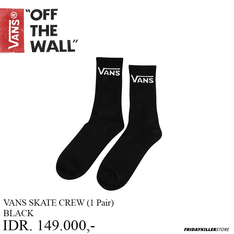 KAOS KAKI VANS OFF THE WALL | VANS SKATE CREW BLACK